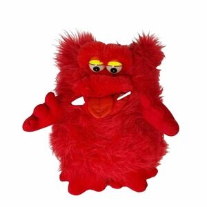 Vintage Yangjee Furbles Red Plush Monster Hand Puppet 14 Inches